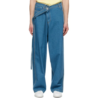 Lanvin Blue Large Belted Jeans In 22 Light Bl