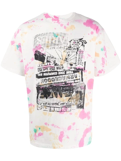 Aries Armageddon Printed Tie-dyed Cotton-jersey T-shirt In Neutrals
