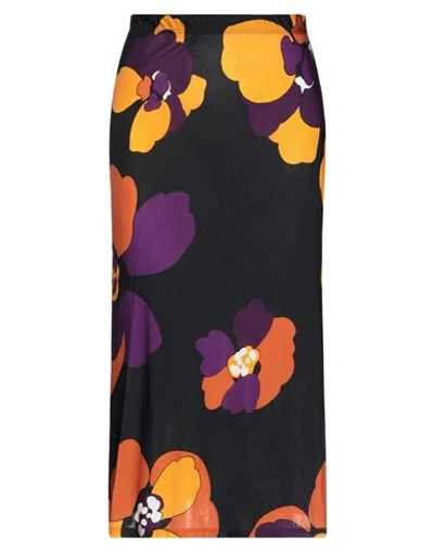 Dodo Bar Or Flower Print Jersey Midi Skirt In Black