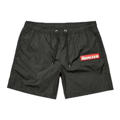 Moncler Swim Shorts Box Logo In Black