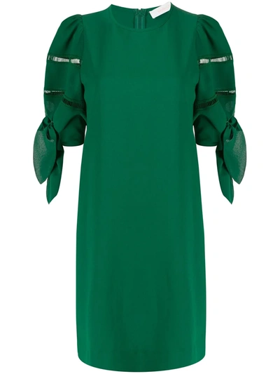 See By Chloé Crew-neck Dress In Deep Pine Colour In Green