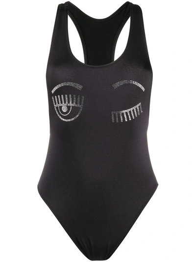 Chiara Ferragni Flirting Eye One Piece Swimsuit In Black