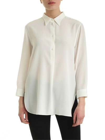 Aspesi Mother Of Pearl Buttons Silk Blouse In White