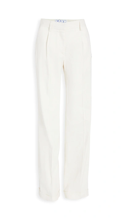 Off-white Linen Formal Pants In Ivory In White