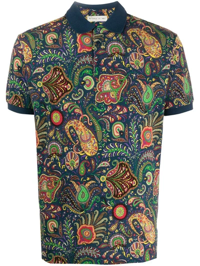 Etro Paisley Patterned Piqué Polo In Multi