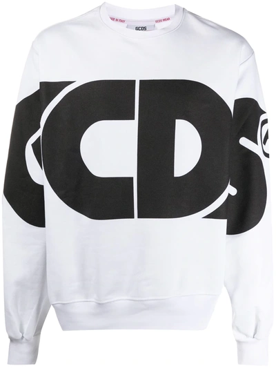 Gcds Oversized Logo Sweatshirt In White,black