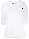 Marni Cotton Poplin Polo Neck Blouse In White