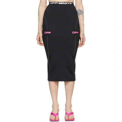 Off-white High-waisted Midi Pencil Skirt In Black