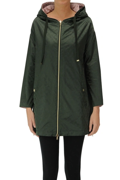 Herno Reversible Monogram Parka In Green And Pink