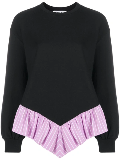 Msgm Ruffle Trim Sweatshirt In Black