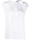 Giorgio Armani Ruffle Silk Blouse In White