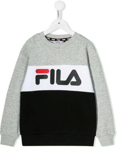 Fila Kids' Night Blocked Sweatshirt In Black White And Grey