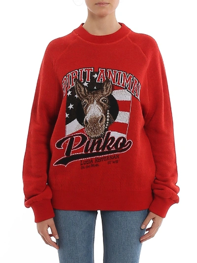 Pinko Printed Citrine Sweater In Red