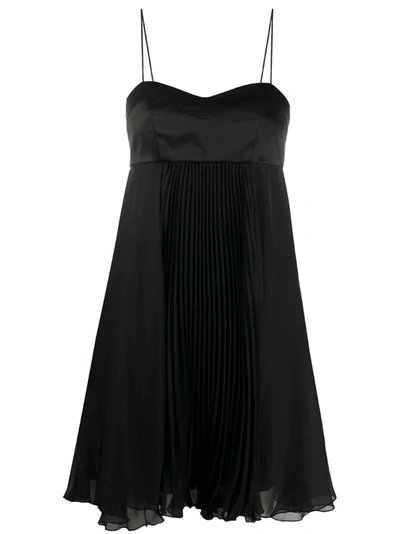 Pinko Short Chiffon Spaghetti-strap Dress In Black