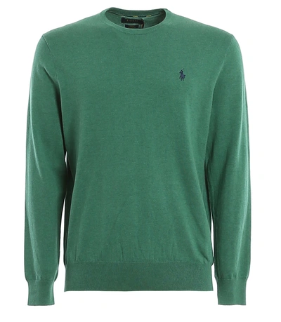 Polo Ralph Lauren Player Logo Heavy Cotton Knit Sweater In Estate Green Heather