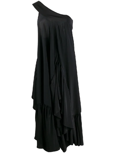 Rochas One-shoulder Dress In Black Silk