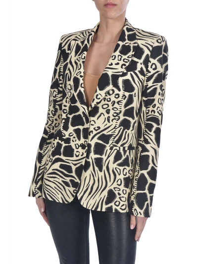 Alberta Ferretti Single-breasted Jacket In Ivory And Black In White