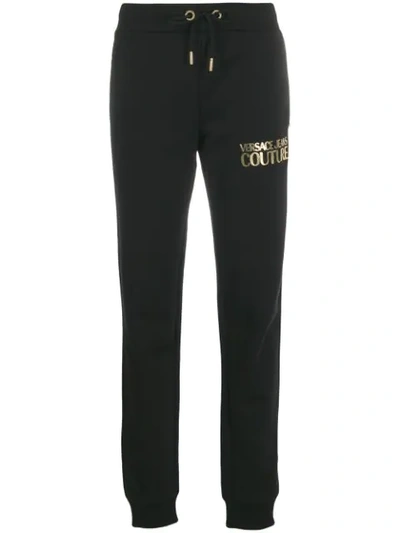 Versace Jeans Couture Logo Printed Jogging Trousers In Black