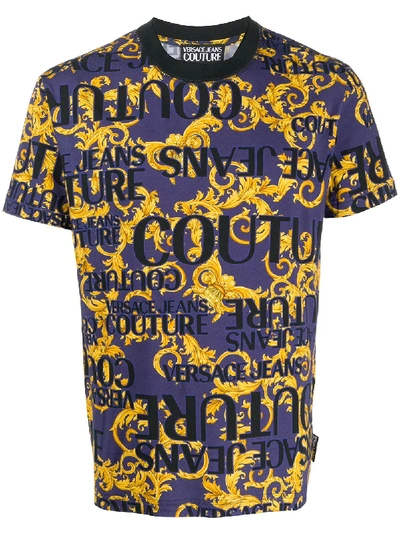 Versace Jeans Couture Sprous Baroque T-shirt Multicolor In Blue