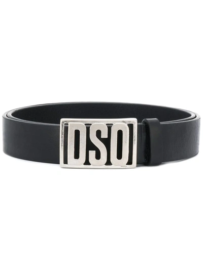 Dsquared2 Silver-tone Logo Buckle Leather Belt In Black