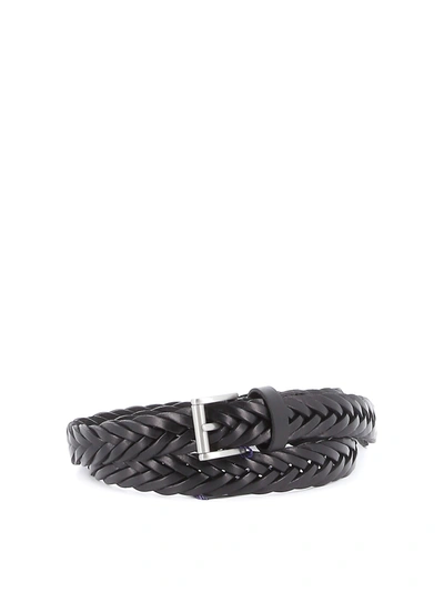 Anderson's Leather Braid Belt In Black