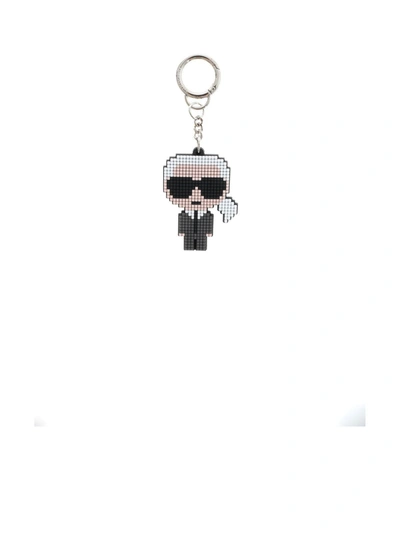 Karl Lagerfeld Karl Pixel Keychain In Black White And Pink