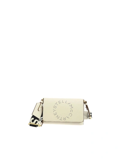 Stella Mccartney Eco Soft Wallet In Beige With Shoulder Strap In White