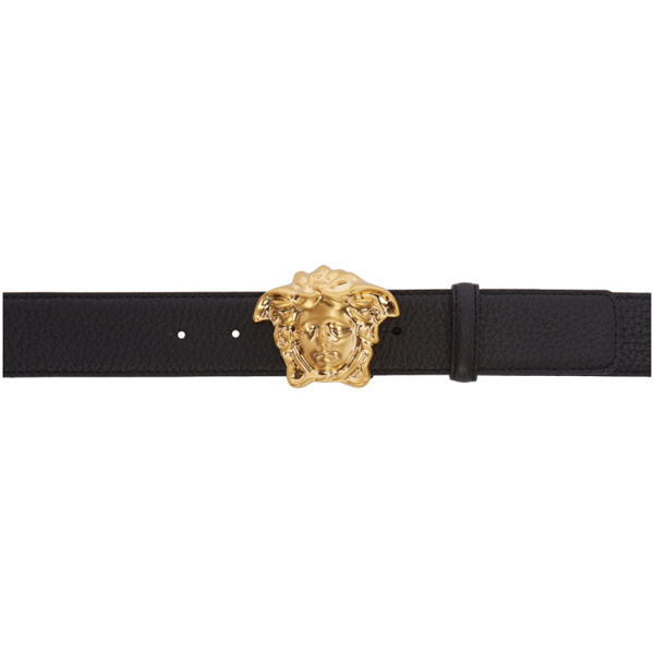 Versace First Line Medusa Head Leather Belt In Black | ModeSens