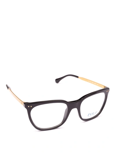 Polo Ralph Lauren Black Acetate And Metal Frame Squared Glasses