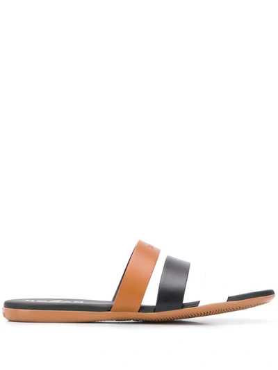 Hogan Triple Band Leather Sandals In Black