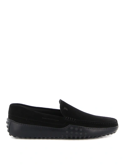 Tod's Gommino Suede Loafers In Black