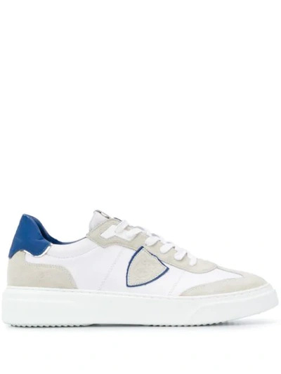 Philippe Model Temple Sneakers White W/blue Heel In Grey