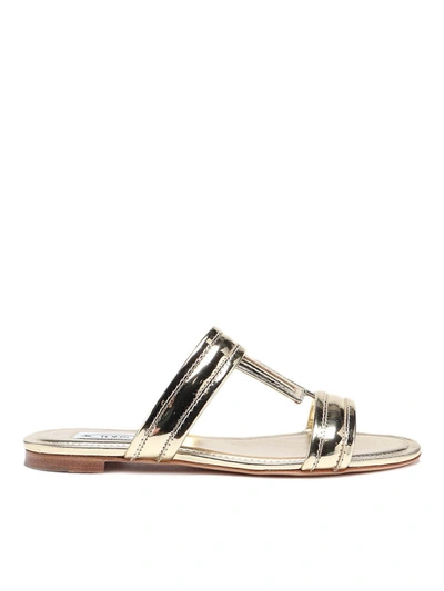 Tod's Flat Sandals In Gold