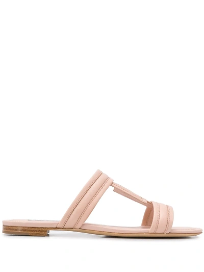 Tod's Double T Leather Sandals In Pink