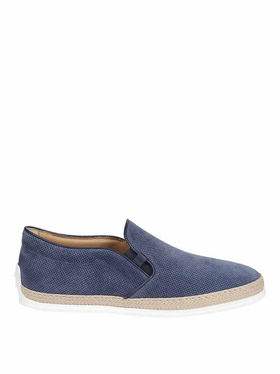 Tod's Suede Slippers In Blue