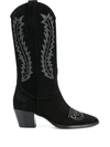 Paris Texas Embroidered Cowboy Suede Boots In Black