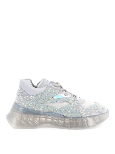 Pinko Diamond Crystal Sneakers In Silver