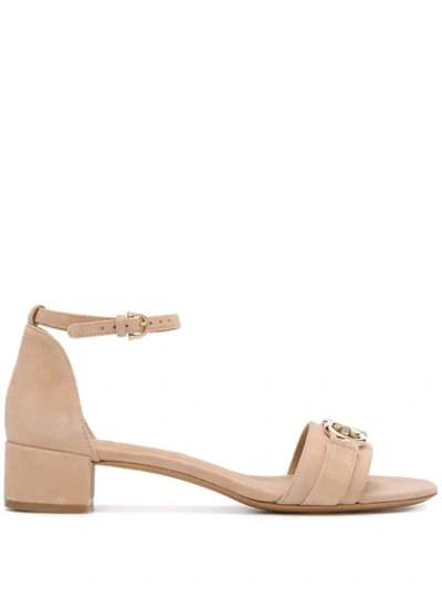 Ferragamo Como 30 Gancini Detailed Sandals In Almond