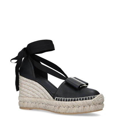 Ferragamo Geranio Wedge Espadrilles In Black