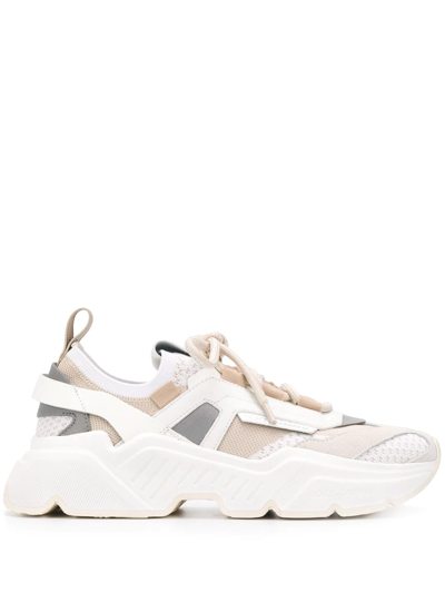 Dolce & Gabbana Dolce And Gabbana Beige Stretch Mesh Daymaster Trainers In White