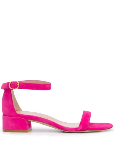 Stuart Weitzman Nudist June Block-heel Sandals In Fuchsia