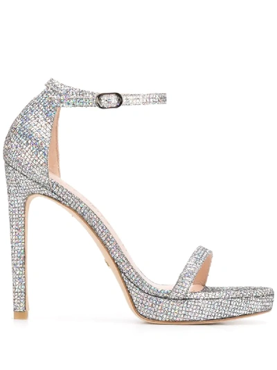 Stuart Weitzman Nudist Disco Sandals In Silver