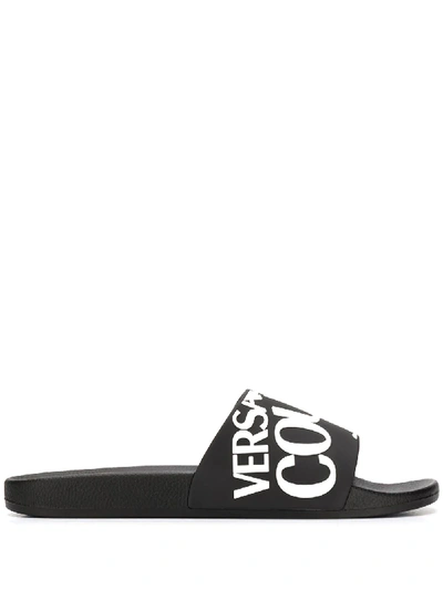 Versace Jeans Couture Flats In Black Rubber/plasic
