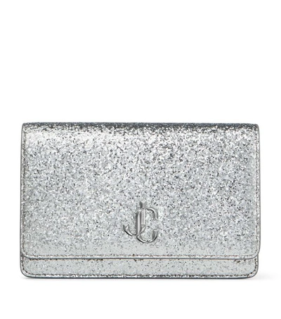 Jimmy Choo Palace Glittered Cross Body Bag In Silver