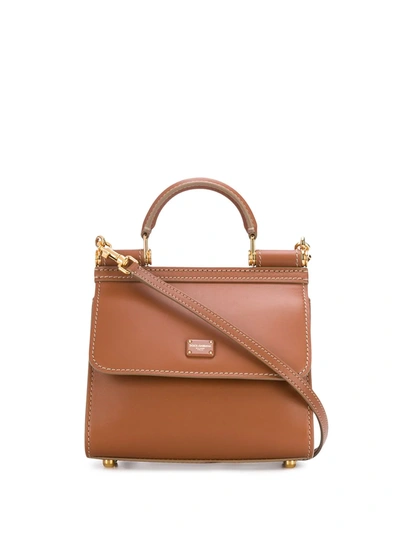 Dolce & Gabbana Sicily 58 Mini Bag In Brown Calfskin