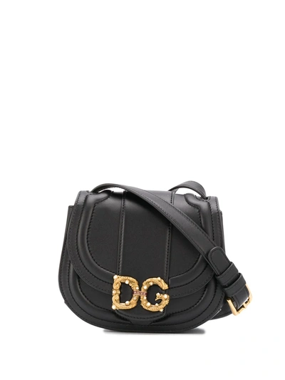 Dolce & Gabbana Dg Amore Small Leather Crossbody Bag In Black