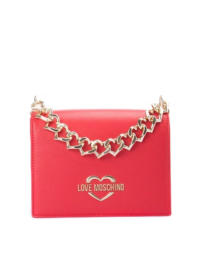 Love Moschino Chain Hearts Shoulder Bag In Red