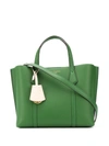 Tory Burch Perry Small Grainy Leather Tote In Green