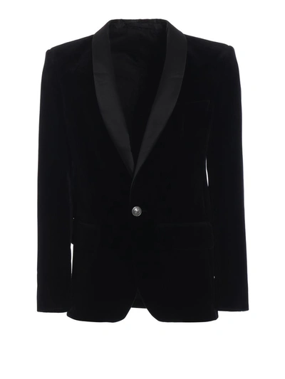 Balmain Elegant And Refined Velvet Smoking Jacket In Black