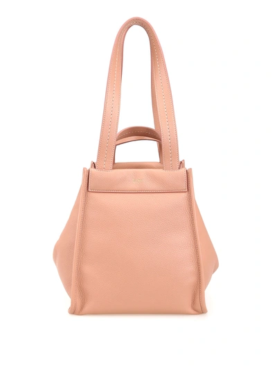 Max Mara Sophie Pebbled Leather Reversible Tote In Pink